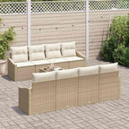 Sofa Set mit Kissen 9 pcs Beige und Creme Poly Rattan