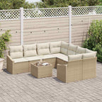 Sofa Set mit Kissen 9 pcs Beige und Creme Poly-Rattan