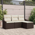 Sofa Set mit Kissen 4 pcs Braun Poly Rattan