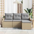 Sofa Set mit Kissen 4 pcs Beige Poly Rattan