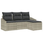 Sofa Set mit Kissen 4 pcs Hellgrau Poly Rattan