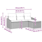 Sofa Set mit Kissen 4 pcs Hellgrau Poly Rattan