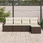 Sofa Set mit Kissen 5 pcs Braun Poly Rattan