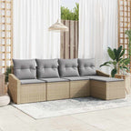Sofa Set mit Kissen 5 pcs Beige Poly Rattan