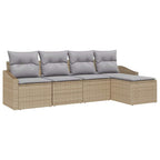 Sofa Set mit Kissen 5 pcs Beige Poly Rattan