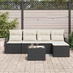 Sofa Set mit Kissen 6 pcs Schwarz Poly Rattan
