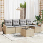 Sofa Set mit Kissen 6 pcs Beige Poly-Rattan