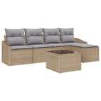 Sofa Set mit Kissen 6 pcs Beige Poly-Rattan