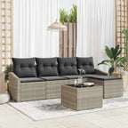 Sofa Set mit Kissen 6 pcs Hellgrau Poly Rattan