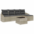 Sofa Set mit Kissen 6 pcs Hellgrau Poly Rattan
