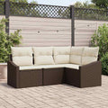 Sofa Set mit Kissen 4 pcs Braun Poly-Rattan
