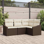 Sofa Set mit Kissen 4 pcs Braun Poly-Rattan
