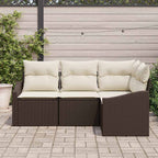 Sofa Set mit Kissen 4 pcs Braun Poly-Rattan