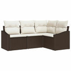 Sofa Set mit Kissen 4 pcs Braun Poly-Rattan