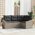 Sofa Set mit Kissen 4 pcs Hellgrau Poly-Rattan