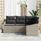Sofa Set mit Kissen 4 pcs Hellgrau Poly-Rattan
