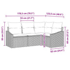 Sofa Set mit Kissen 4 pcs Hellgrau Poly-Rattan