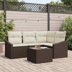 Sofa Set mit Kissen 5 pcs Braun Poly Rattan