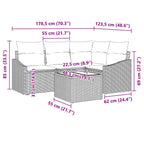 Sofa Set mit Kissen 5 pcs Braun Poly Rattan