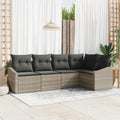 Sofa Set mit Kissen 5 pcs Hellgrau Poly-Rattan