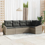 Sofa Set mit Kissen 5 pcs Hellgrau Poly-Rattan