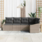 Sofa Set mit Kissen 5 pcs Hellgrau Poly-Rattan