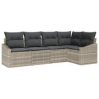 Sofa Set mit Kissen 5 pcs Hellgrau Poly-Rattan