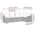 Sofa Set mit Kissen 5 pcs Hellgrau Poly-Rattan