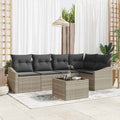 Sofa Set mit Kissen 6 pcs Hellgrau Poly Rattan
