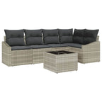 Sofa Set mit Kissen 6 pcs Hellgrau Poly Rattan