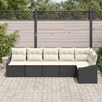 Sofa Set mit Kissen 6 pcs Schwarz Poly Rattan
