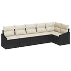 Sofa Set mit Kissen 6 pcs Schwarz Poly Rattan