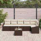 Sofa Set mit Kissen 7 pcs Braun Poly Rattan