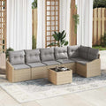 Sofa Set mit Kissen 7 pcs Beige Poly-Rattan
