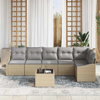 Sofa Set mit Kissen 7 pcs Beige Poly-Rattan