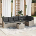 Sofa Set mit Kissen 7 pcs Hellgrau Poly Rattan