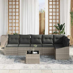 Sofa Set mit Kissen 7 pcs Hellgrau Poly Rattan