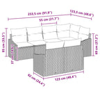 Sofa Set mit Kissen 7 pcs Schwarz Poly Rattan