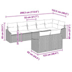 Sofa Set mit Kissen 8 pcs Schwarz Poly-Rattan