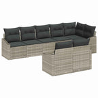Sofa Set mit Kissen 8 pcs Hellgrau Poly Rattan