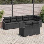 Sofa Set mit Kissen 8 pcs Schwarz Poly Rattan