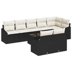Sofa Set mit Kissen 9 pcs Schwarz Poly Rattan