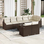 Sofa Set mit Kissen 9 pcs Braun Poly Rattan
