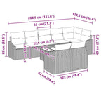 Sofa Set mit Kissen 9 pcs Grau Poly-Rattan