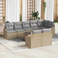 Sofa Set mit Kissen 9 pcs Beige Poly Rattan