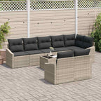 Sofa Set mit Kissen 9 pcs Hellgrau Poly Rattan
