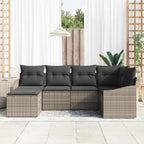 Sofa Set mit Kissen 6 pcs Grau Poly-Rattan
