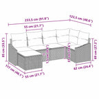 Sofa Set mit Kissen 6 pcs Hellgrau Poly-Rattan