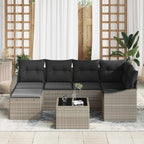 Sofa Set mit Kissen 7 pcs Hellgrau Poly Rattan