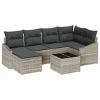 Sofa Set mit Kissen 7 pcs Hellgrau Poly Rattan
